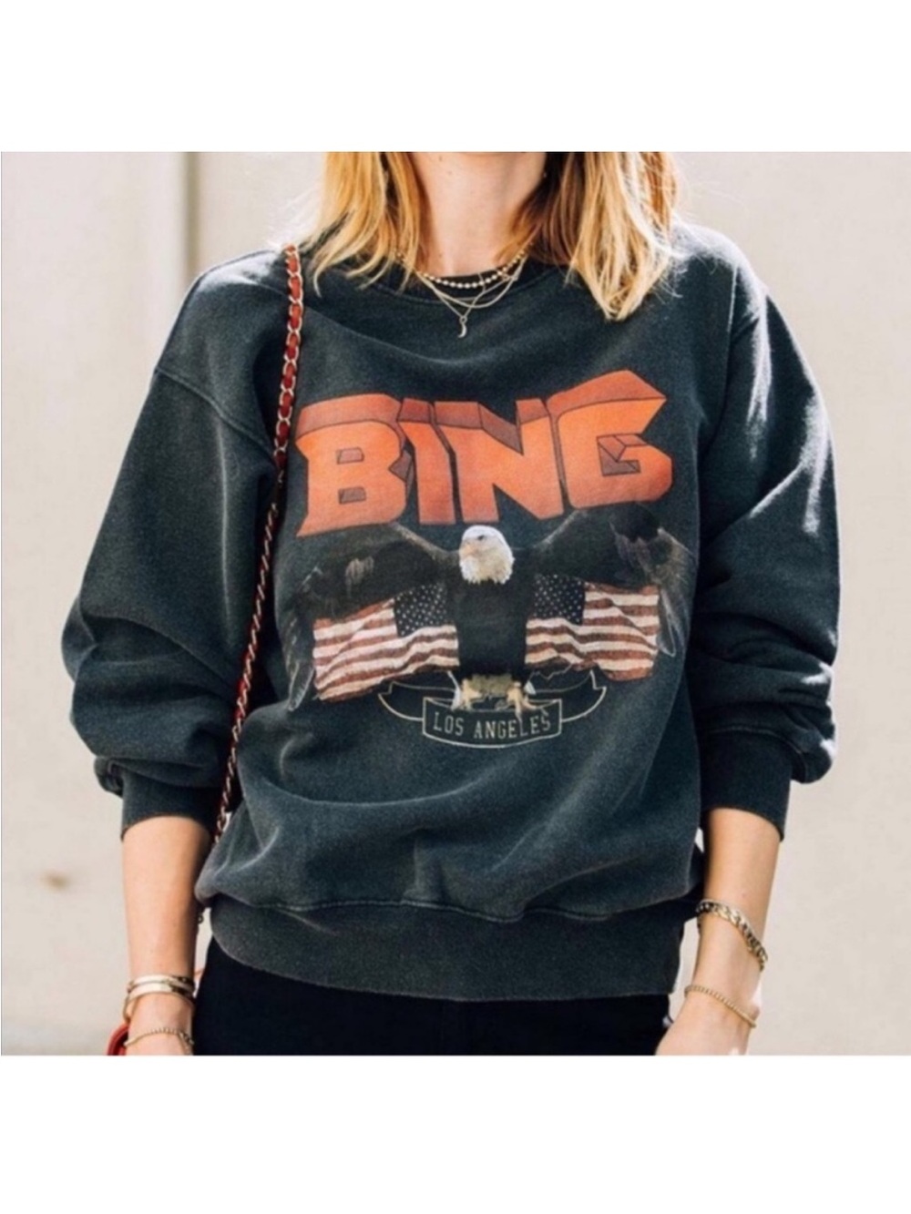 Anine Bing Vintage Bing Sweatshirt in Black